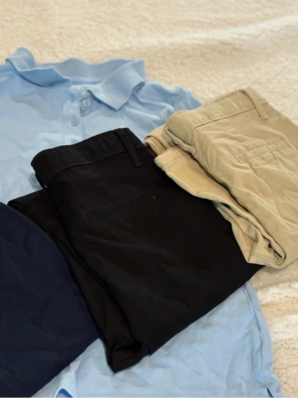 The Children's Place Girls 14 School Uniform Bundle  Polo Shirt + 3 Pairs Pants